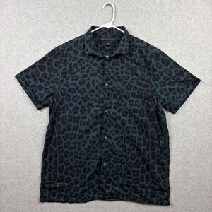 Marc by Marc Jacobs Shirt Mens Large Blue Leopard Print Button Up Short Sleeve